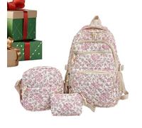 Floral Ladies Backpack Floral Print Bookbag with Shoulder Bag and, pink | Aesthetic Printed Backpack For Camping, Travel, School, Commute, College, Office, Outdoor, Casual