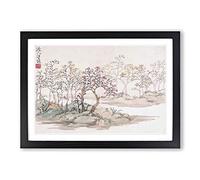 Floral Landscape by Wang Shishen Framed Print | A2 Black Framed Wall Art | Ready to Hang | Modern Floral Picture | Living Room Bedroom Lounge Office