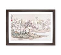Floral Landscape by Wang Shishen Framed Print | A2 Walnut Framed Wall Art | Ready to Hang | Modern Floral Picture | Living Room Bedroom Lounge Office