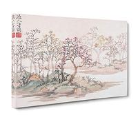 Floral Landscape by Wang Shishen Painting Canvas Print | Gallery Wrapped 30mm Frame Wall Art | 30x20 inches | Ready to Hang | Contemporary Floral Picture | Living Room Bedroom Lounge Office