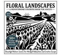Floral Landscapes: A Monochrome Coloring Book For Adults With Dots | Featuring 50+ Beautiful Nature Scenes for Mindful Relaxation, Creative Escape & Frame-Worthy Artwork