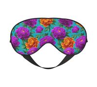 Floral Large Flowers in Turquoise and Purple Sleep Mask Eye Mask with Adjustable Strap, Eye Sleep Shade Cover Blocks Light for Women Men Airplane Travel Nap Meditation