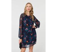 Floral Layered Long Sleeve Short Dress Izabel London Blue 14