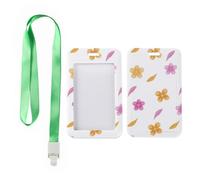 Floral Leaf Card Holder with Green Lanyard, Travel Pass Holder, Vertical ID Cards Protector for Office, Vertical Name Badges Protector for School, Delivery Driver Accessories Nurse Essentials Work