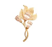 Floral Leaf Copper Inlaid Crystal Rhinestones Zircon Brooches Clothing Jewellery Accessories Fashion Upscale Elegant Retro Simulated Wreath Flower Petals Brooch Pin in Gift Box (Brooch Style 2)
