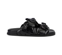 Floral Leather Slides - female - Valentino Garavani - Sliders - Black - 3 1/2 UK - Shoes 3 1/2 UK