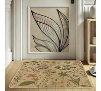 Floral Leaves Door Mat, Green Botanical Doormat for Spring & Summer Home Entrance Rustic Decor, Rubber Waterproof Non-Slip Dust Absorbent Front Doormat, Easy Clean 29x17 Inch
