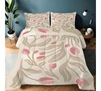 Floral Leaves King Size Duvet 10.5 Tog Beige brown Microfibre Coverless Duvet Suitable for All Seasons Lightweight Comfortable Reversible Washable King Quilt with 2 Pillowcase YUb401
