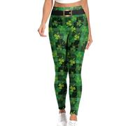 Floral Leggings Women UK Irish Holiday Pants Print St. Patrick's Day Yoga Pants Sports Leggings Green Leggings Women Ladies St. Pat's Day Party Skirted Leggings Walking Trousers (Green, L)
