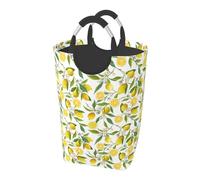 Floral Lemon Fruits, Laundry Hamper, Collapsible Laundry Basket Large Durable Storage Bin with Handles 50L