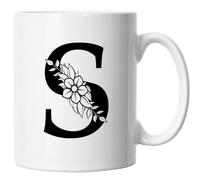 Floral Letter S Mug, Floral Alphabet Letter S Mug