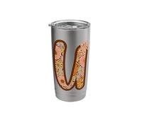 Floral Letter U Boho Botanical Alphabet Design Stainless Steel Insulated Tumbler