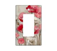 Floral Light Switch Cover Plate/Outlet Covers, Peach Poppy Flowers for Spring Decor, Thermoplastic Wall Plates, Standard Size Single Rocker