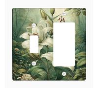 Floral Light Switch Cover Plate/Outlet Covers, White Lily Design for Year-Round Decor, Impact-Resistant Wall Plates, Standard Size Toggle Rocker