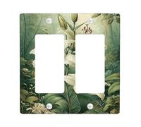 Floral Light Switch Cover Plate/Outlet Covers, White Lily Design for Year-Round Decor, Impact-Resistant Wall Plates, Standard Size Double Rocker