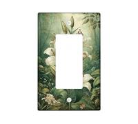 Floral Light Switch Cover Plate/Outlet Covers, White Lily Design for Year-Round Decor, Impact-Resistant Wall Plates, Standard Size Single Rocker