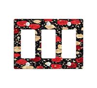Floral Light Switch Cover Plates/Outlet Covers, Red and Cream Roses on Black Background, Elegant Home Decor for Spring, Thermoplastic Wall Plates, Standard Size 3 Gang Wall Plate