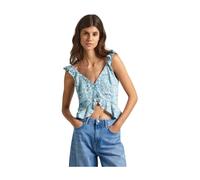 Floral Linen Top with Ruffles - female - Pepe Jeans - Blouses - Multicolor - S - Blouses & Shirts S