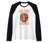 Floral Lion Head Just A Girl Who Loves Lions Raglan Baseball Tee
