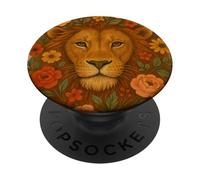 Floral Lion Leo Zodiac Wild Nature Jungle Bloom Spirit PopSockets Adhesive PopGrip