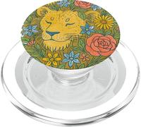 Floral Lion Leo Zodiac Wild Nature Jungle Bloom Spirit PopSockets PopGrip for MagSafe