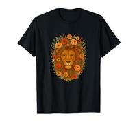 Floral Lion Leo Zodiac Wild Nature Jungle Bloom Spirit T-Shirt
