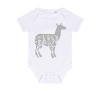 Floral Llama Silhouette Patterned Cut Out Baby Grow Vest, 0-3 Months, White