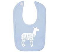 Floral Llama Silhouette Patterned Cut Out Cotton Baby bib - Pastel Blue