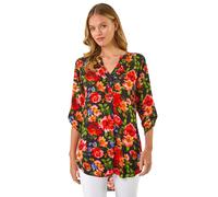 Floral Longline Button Top Roman Red 18