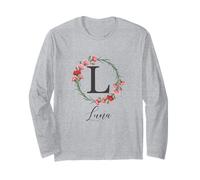 Floral Luna Name Flower Personalized Name Luna Long Sleeve T-Shirt