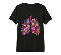 Floral Lungs Respiratory Anatomy Butterfly Nature Art Premium T-Shirt