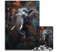 Floral Magical Elephant Jigsaws 1000 Pieces for Adults Jigsaw Puzzles for Adults Interactive Family Game, Brain Challenge, Educational Toy 50x75CM/19.68x29.52inch
