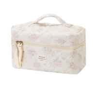 Floral Makeup Bag Cute Rose Makeup Bag 10x6x6 Inch Large Capacity Cosmetic with Handle Zipper Closure Quilted for Home, Office, Hotel Cosmetic