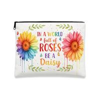 Floral Makeup Bag, Fanciful Chrysanthemum Cosmetic Travel Pouch for Women, Portable Canvas Zipper Organizer, Spring Gift Toiletry Bag, Multicolor, 7x9 Inch, Chrysanthemum