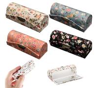 Floral Makeup Bag Lipstick Case 4Pcs Different Color Floral Lipstick Holder with Mirror Elegant Small Organizer Portable Travel Makeup Bag