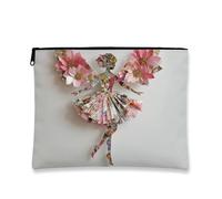 Floral Makeup Bag, Vintage Chic Colorful Flower Cosmetic Travel Pouch for Women, Portable Small Canvas Zipper Organizer, Gift for Spring Festivals, white, 7x9 Inch, Flower