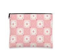 Floral Makeup Bag, Vintage Cute Peach Chrysanthemum Cosmetic Travel Pouch for Women, Portable Canvas Zipper Organizer, Spring Skincare Toiletry Bag, Peach, 7x9 Inch, Floral