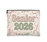 Floral Makeup Bag, Vintage Fanciful Cosmetic Pouch for Women, Portable Canvas Zipper Organizer, Perfect for Travel and Everyday Use, Cream, 7x9 Inch, Floral