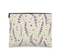 Floral Makeup Bag, Vintage Fanciful Lavender Cosmetic Travel Pouch for Women, Portable Canvas Zipper Organizer, Spring Skincare Toiletry Bag, Violet, 7x9 Inch, Floral