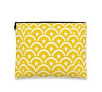 Floral Makeup Bag, Vintage Medieval Cosmetic Travel Pouch for Women, Portable Canvas Zipper Organizer, Winter Skincare Toiletry Bag, Yellow, 7x9 Inch, Floral