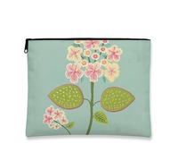 Floral Makeup Pouch, Vintage Peach Flower Cosmetic Bag for Women, Portable Canvas Zipper Organizer, Spring Skincare Toiletry Bag, Light Blue, 7x9 Inch, Floral