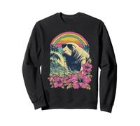 Floral Manatee Surfer Hibiscus Flowers Summer Sunset 90s Sweatshirt