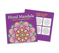 Floral Mandala Adult Colouring Book, with 32 Relaxing Patterns, A4 Size 210mm Spiral Bound Stress Relief Colouring Books for Adults, Mindfulness Gift for Women & Men with Thick Paper