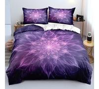 Floral Mandala Duvet Cover Single,Boho Aesthetic Purple Flower Bedding Set with Pillowcases,Soft Microfibre Quilt Cover Cozy Bedspread Girls Women Bedroom Decor Single