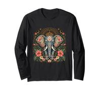 Floral Mandala Elephant Long Sleeve T-Shirt