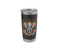 Floral Mandala Elephant Stainless Steel Insulated Tumbler