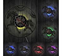 Floral Mandala Horse Clock Mandala Zentangle Horse Wall Art Equestrian Wall Clock Animals Vinyl Record Decorative Wall Watch With LED