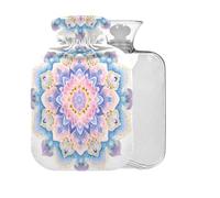 Floral Mandala Pink Pattern Hot Water Bottle with Cover 2L Large Warm Water Bag for Neck Shoulders Headache Pain Relief
