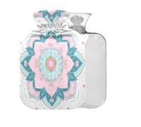 Floral Mandala Pink Pattern Hot Water Bottle with Cover 2L Large Warm Water Bag for Pain Relief Hot Cold Compress