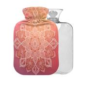 Floral Mandala Red Print Hot Water Bottle with Cover 2L Large Warm Water Bag for Hot Cold Therapy Pain Relief Back Pain